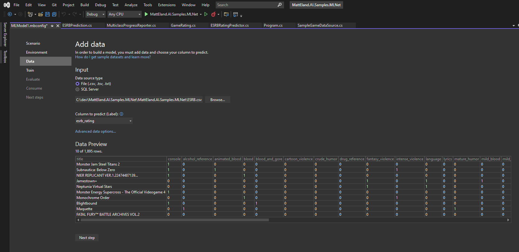 ML.NET Auto ML Model Builder